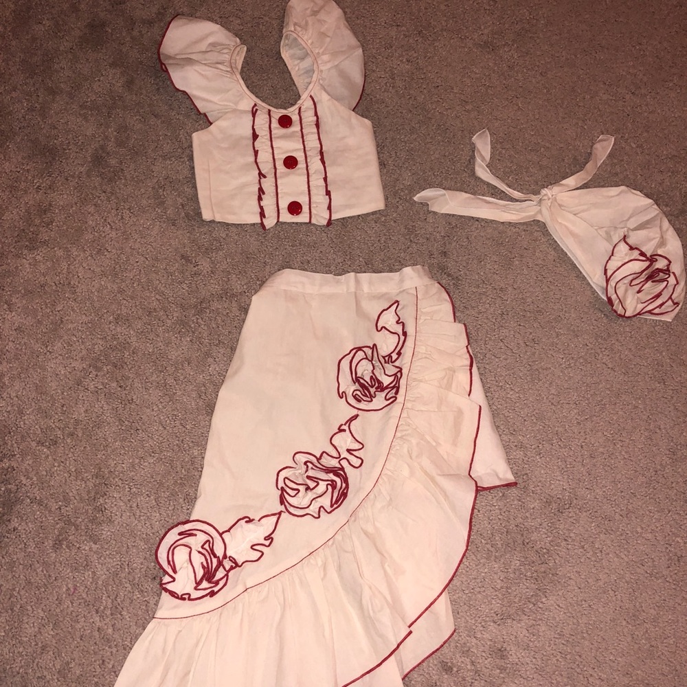 2pc crop top and ruffle skirt